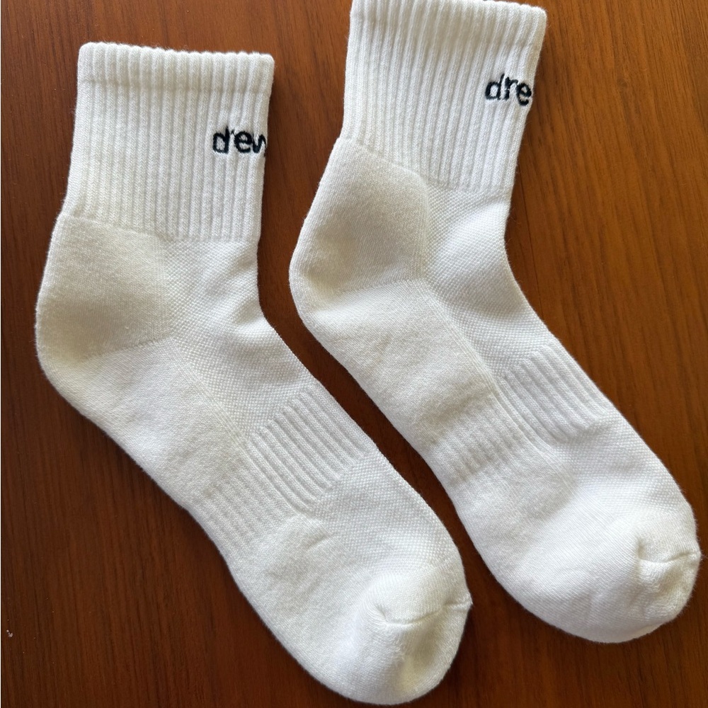 New! Drew White Crew Socks